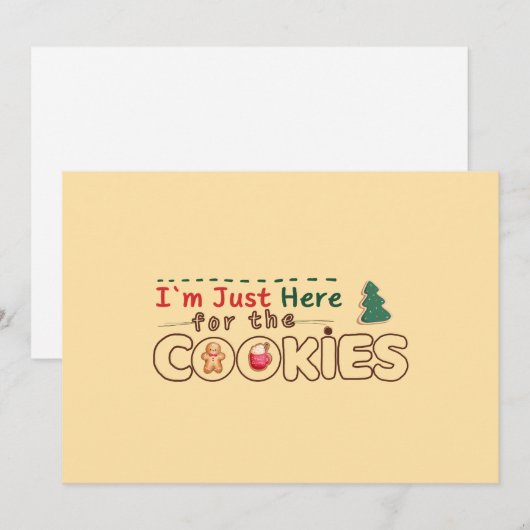 Ik ben hier alleen voor de kerstkoekjes Kerstkaart (Voorkant / Achterkant)