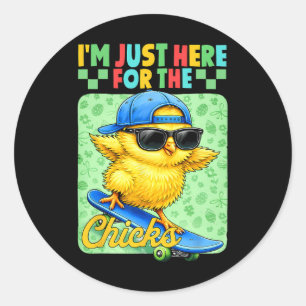 Ik ben hier alleen voor de kip Cute Pasen voor kin Ronde Sticker