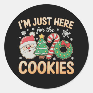 Ik ben hier alleen voor de koekjes Kerstmis Xmas Ronde Sticker