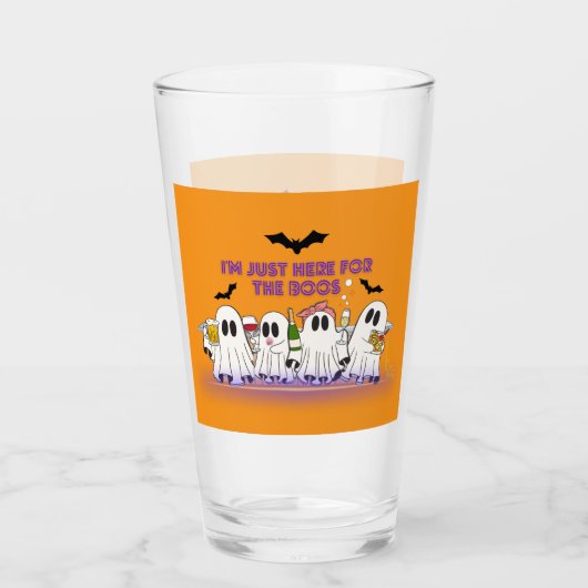 Ik ben hier alleen voor de leuke Halloween boeken Glas (Voorkant)
