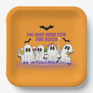 Ik ben hier alleen voor de leuke Halloween boeken Papieren Bordje