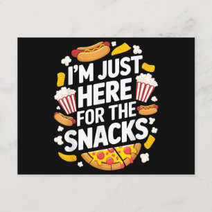 Ik ben hier alleen voor de snacks Funny Food Lover Informatiekaartje