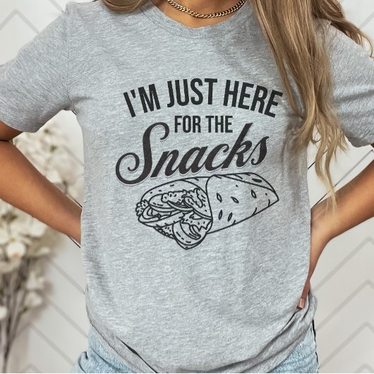 Ik ben hier alleen voor de Snacks Funny Party T-shirt