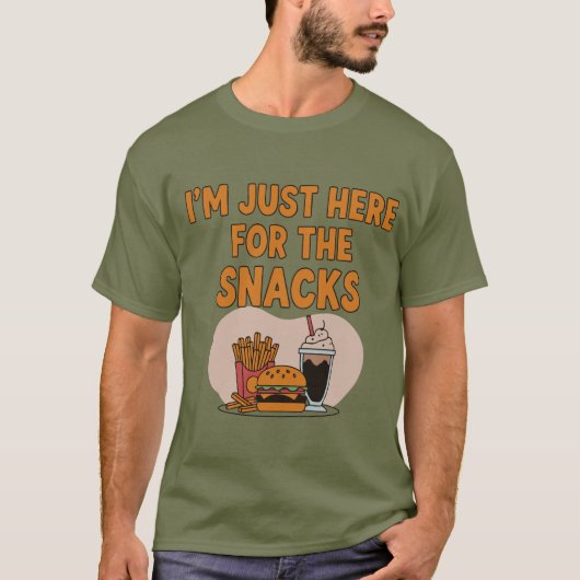 Ik ben hier alleen voor de snacks - grappige voeds t-shirt (Voorkant)