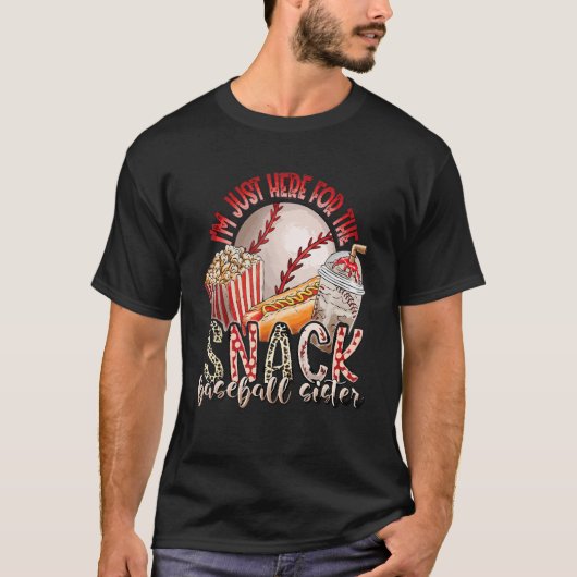 Ik ben hier alleen voor de snacks honkbalzus softb t-shirt (Voorkant)