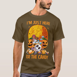 Ik ben hier alleen voor de snoep Halloween-meisjes T-shirt