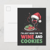 Ik ben hier alleen voor de wijn en Kerstkoek Uitnodiging Briefkaart (Voorkant / Achterkant)