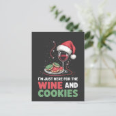 Ik ben hier alleen voor de wijn en Kerstkoek Uitnodiging Briefkaart (Staand voorkant)