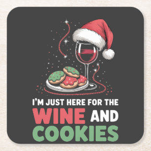 Ik ben hier alleen voor de wijn en kerstkoekjes kartonnen onderzetters