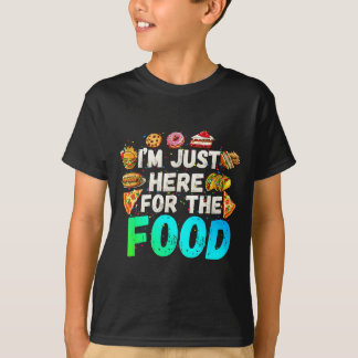 Ik ben hier alleen voor het eten Grappige Foodie H T-shirt