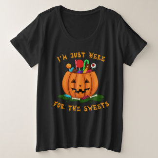 IK BEN HIER ALLEEN VOOR HET SNOEPGOED GROTE MAAT T-SHIRT