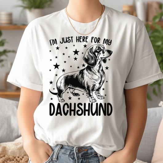 Ik ben hier alleen voor mijn teckel grappige tecke t-shirt