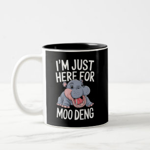 Ik ben hier alleen voor Moo Deng Cute Baby Nijlpaa Tweekleurige Koffiemok