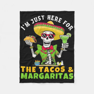 Ik ben hier alleen voor Tacos Margaritas Mexicaans Fleece Deken