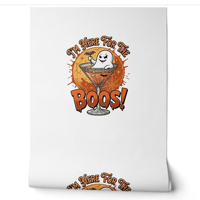 Ik ben hier Boos Halloween Geest Drink Spinnenweb  Behang (Afrollen)