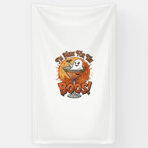 Ik ben hier Boos Halloween Geest Drink Spinnenweb Spandoek