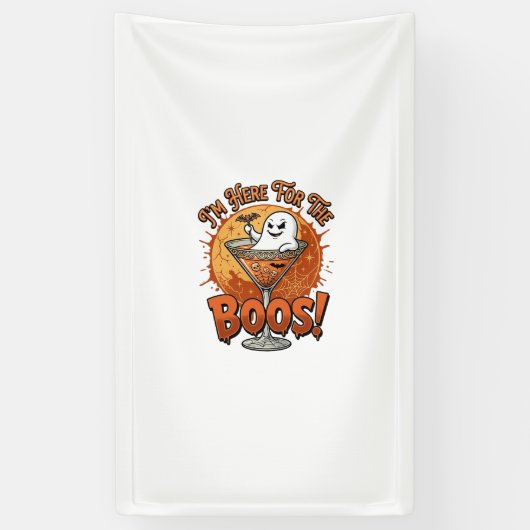 Ik ben hier Boos Halloween Geest Drink Spinnenweb Spandoek (Verticaal)