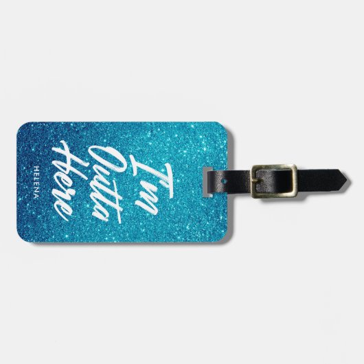 Ik ben hier buiten | Funny Glitter Style Bagagelabel (Voorkant horizontaal)