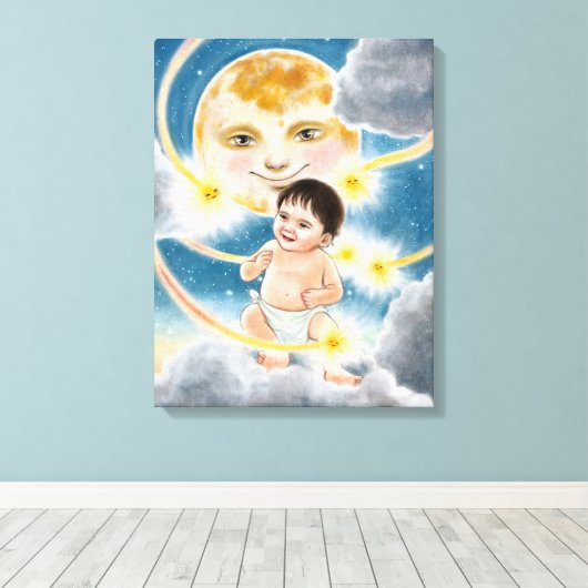 Ik ben hier! canvas afdruk (Insitu (Houten vloer))