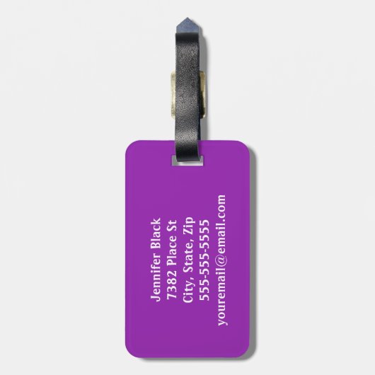 Ik ben hier! Custom Funny Bagagelabel - Paars (Achterkant verticaal)