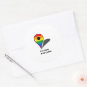 Ik ben hier en queer ronde sticker (Envelop)