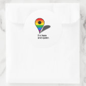 Ik ben hier en queer ronde sticker (Tas)