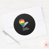 Ik ben hier en queer ronde sticker (Envelop)