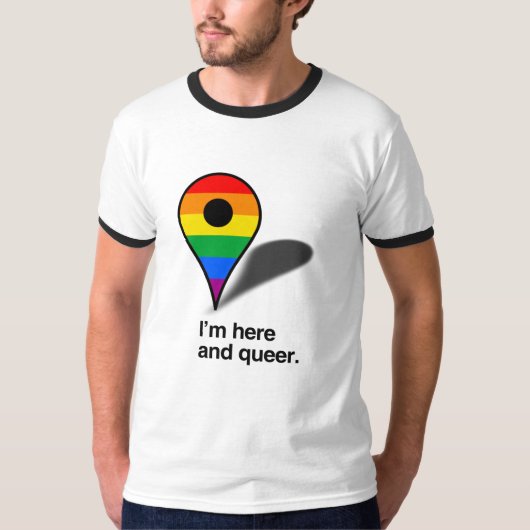 Ik ben hier en queer t-shirt (Voorkant)