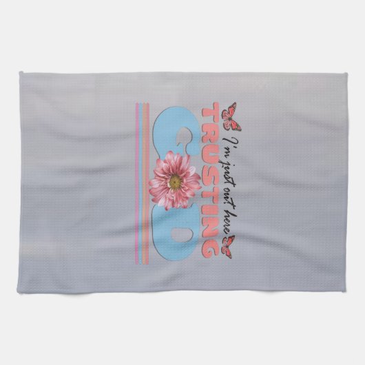 Ik ben hier gewoon om God Kitchen Towel te vertrou Theedoek (Horizontaal)