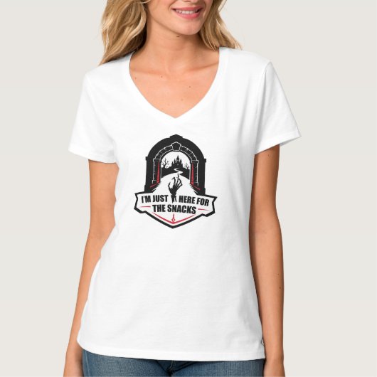IK BEN HIER GEWOON VOOR DE HAPJES T-SHIRT (Voorkant)