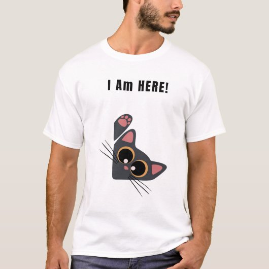 Ik ben hier! Grappige kat T-shirt (Voorkant)