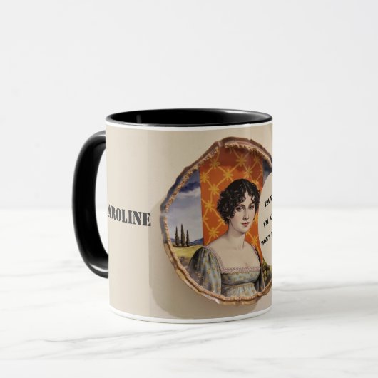 Ik ben hier, ik ben wakker, duw het niet! bewerkba mok (Voorkant links)