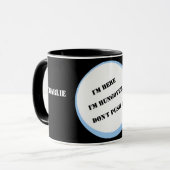 Ik ben hier, ik heb honger, duw het niet! bewerkba mok (Voorkant links)