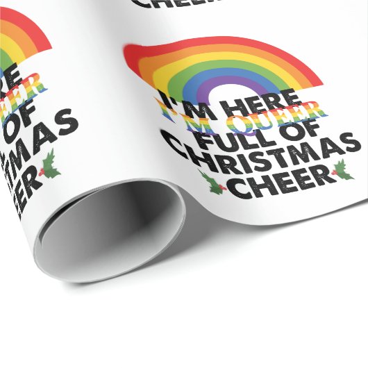Ik ben hier in Queer en ik zit vol kerstvreugde Cadeaupapier (Rol Hoek)