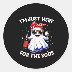 Ik ben hier net Boos Halloween Grapjywijn Ghost Wo Ronde Sticker