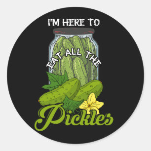 Ik ben hier om alle augurken te eten komkommer Ve Ronde Sticker