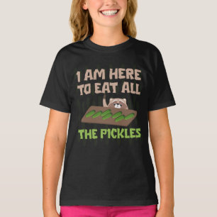 ik ben hier om alle augurken te eten Wasbeer grapp T-shirt