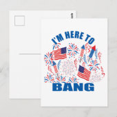 Ik ben hier om grappig 4 juli te vieren briefkaart (Voorkant / Achterkant)