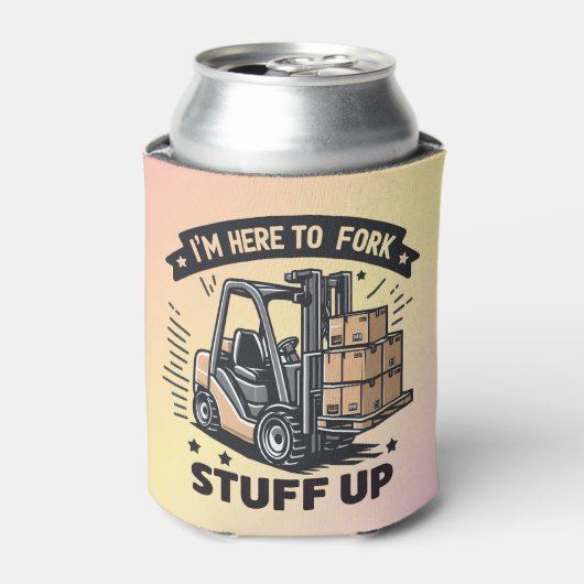 Ik ben hier om spullen op te zetten Funny Forklift Blikjeskoeler (Blikje Voorkant)