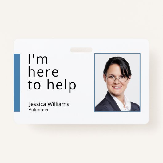 Ik ben hier om te helpen - Vrijwilligers ID Badge (Voorkant)
