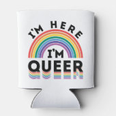 Ik ben hier Queer Gay Pride Month Rainbow Blikjeskoeler (Achterkant)