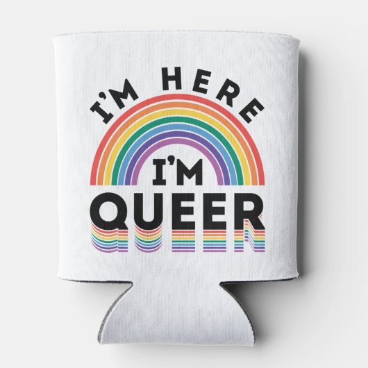 Ik ben hier Queer Gay Pride Month Rainbow Blikjeskoeler (Achterkant)