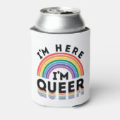 Ik ben hier Queer Gay Pride Month Rainbow Blikjeskoeler (Blikje Achterkant)