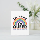 Ik ben hier Queer Gay Pride Month Rainbow Briefkaart (Staand voorkant)