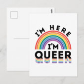 Ik ben hier Queer Gay Pride Month Rainbow Briefkaart (Voorkant / Achterkant)