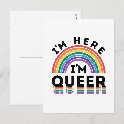 Ik ben hier Queer Gay Pride Month Rainbow Briefkaart (Voorkant / Achterkant)