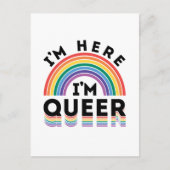 Ik ben hier Queer Gay Pride Month Rainbow Briefkaart (Voorkant)