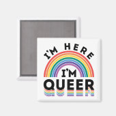 Ik ben hier Queer Gay Pride Month Rainbow Magneet (Voorkant / Achterkant)