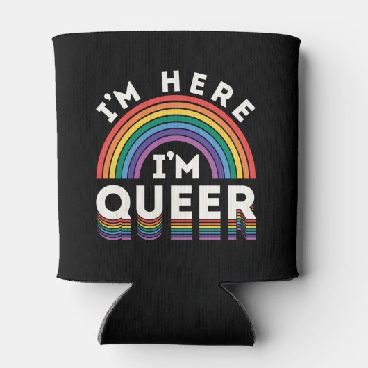 Ik ben hier Queer LGBTQ Rainbow Gay Pride Blikjeskoeler (Achterkant)