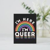 Ik ben hier Queer LGBTQ Rainbow Gay Pride Briefkaart (Staand voorkant)